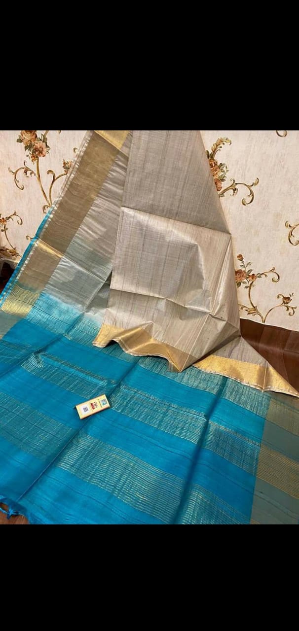 Pure Tussar Silk print saree