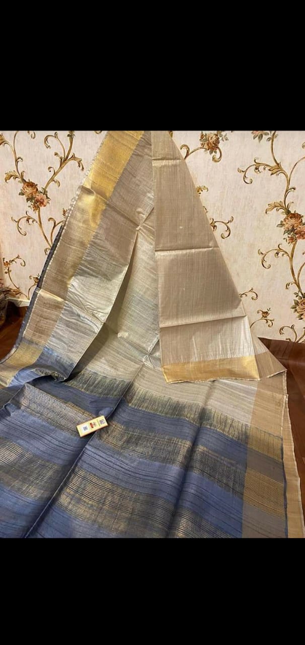 Pure Tussar Silk print saree