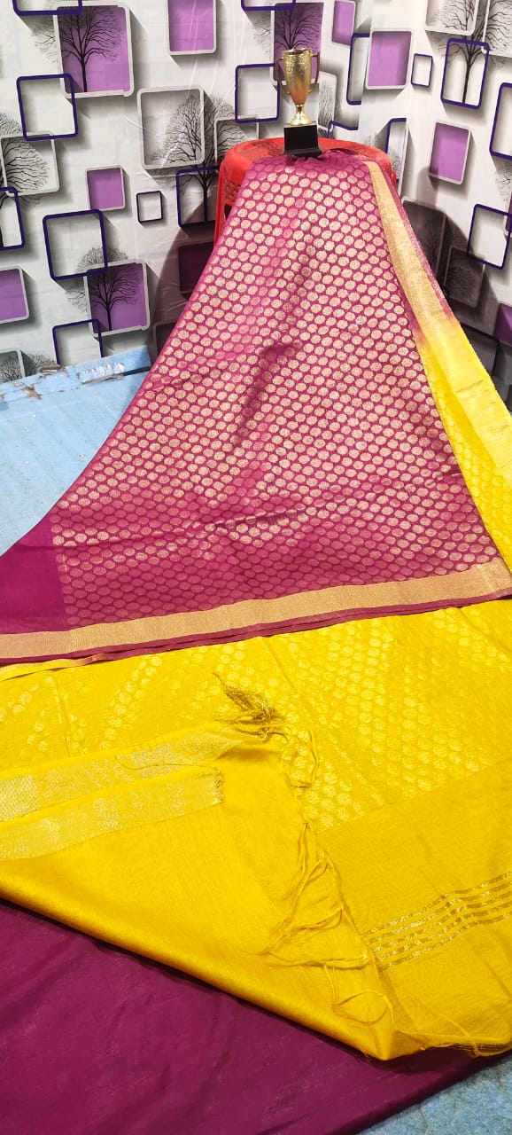 Soft silk zari buta Saree Taj