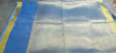 Tissue linen plain saree SILK ZONE