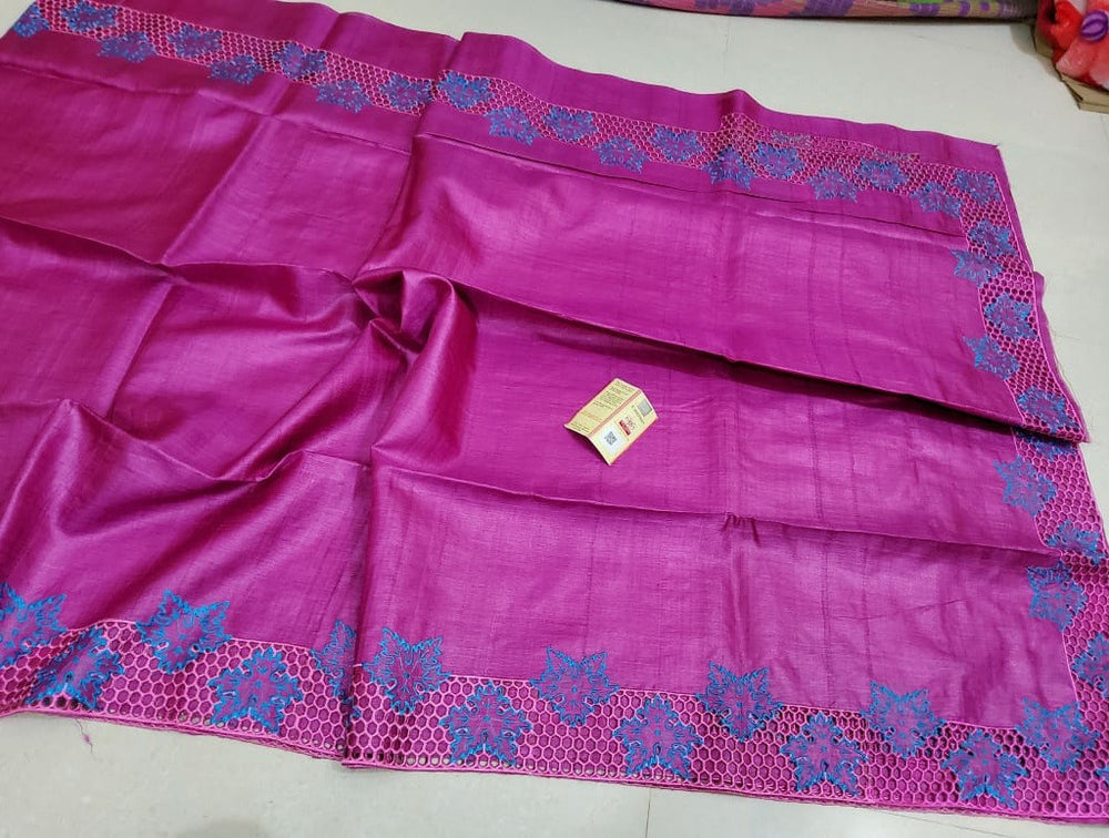 Tussar silk cutwork saree SILK ZONE