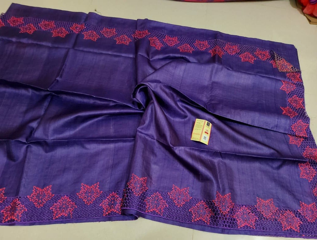 Tussar silk cutwork saree SILK ZONE