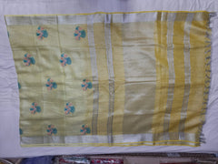 Tissue linen embroidery saree SILK ZONE
