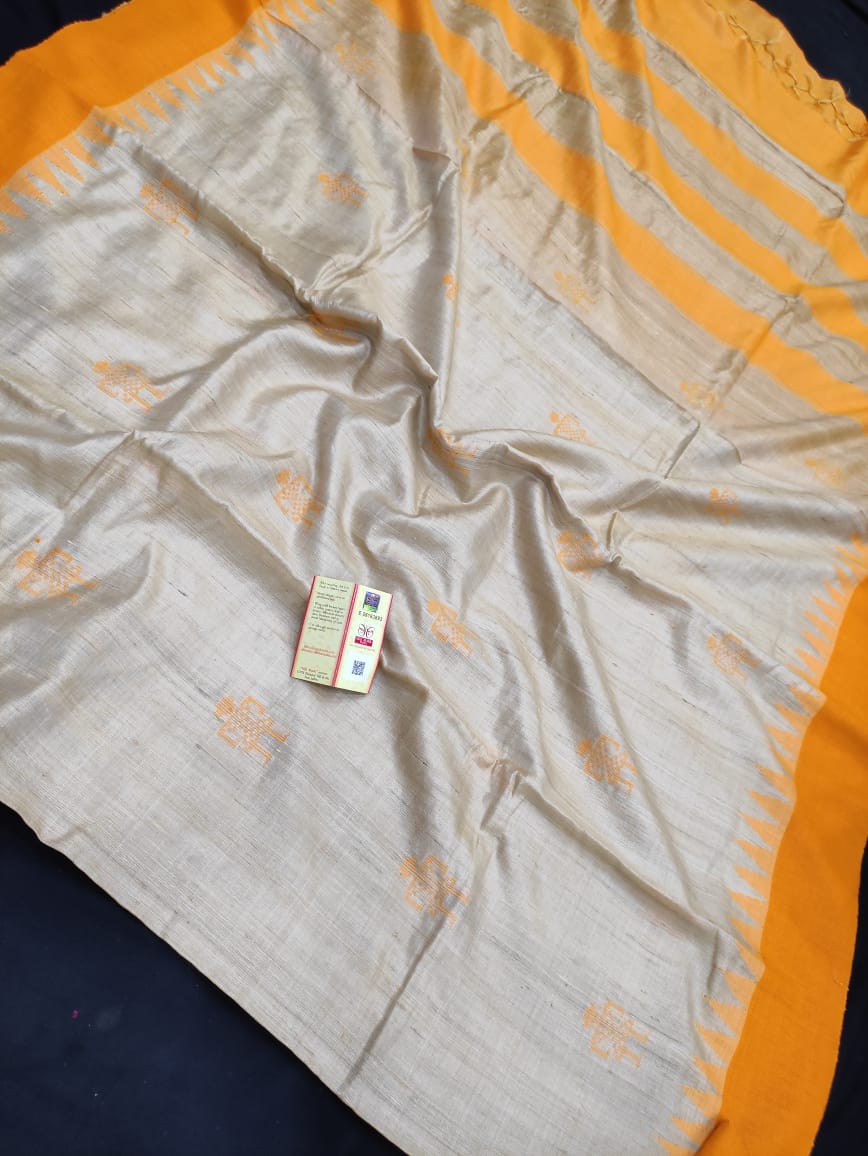 Pure Tussar Silk print saree