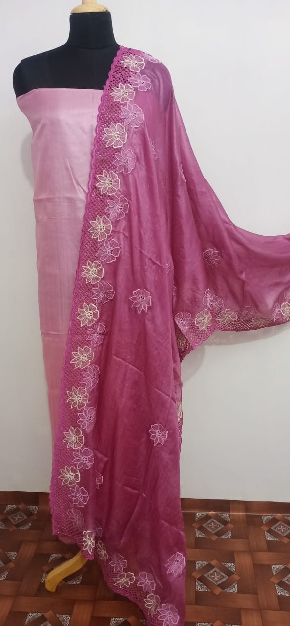 Tussar Silk Hand Cutwork Suit SILK ZONE