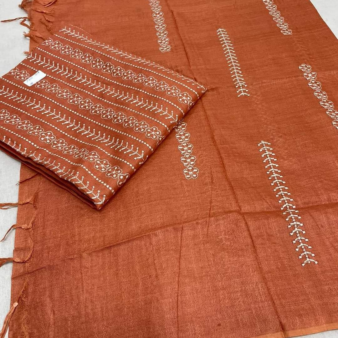 Linen embroidery suit SILK ZONE