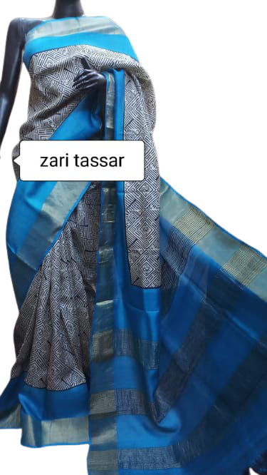 TUSSAR SILK PRINT SAREE