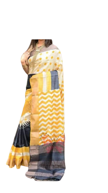 TUSSAR SILK PRINT SAREE