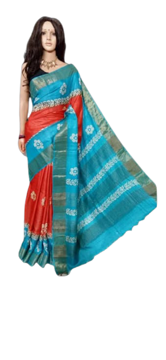 TUSSAR SILK PRINT SAREE