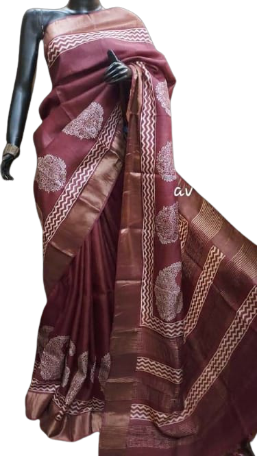 TUSSAR SILK PRINT SAREE