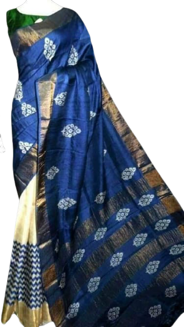 TUSSAR SILK PRINT SAREE
