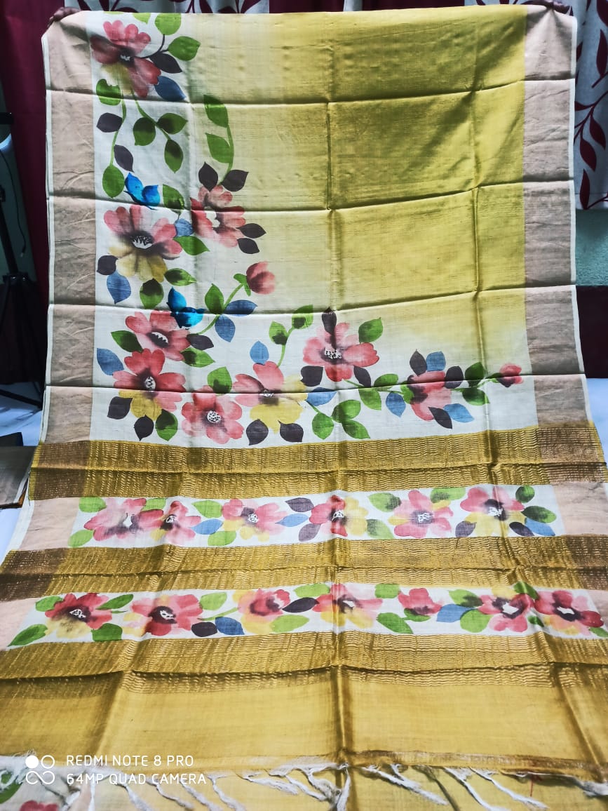 TUSSAR SILK PRINT SAREE