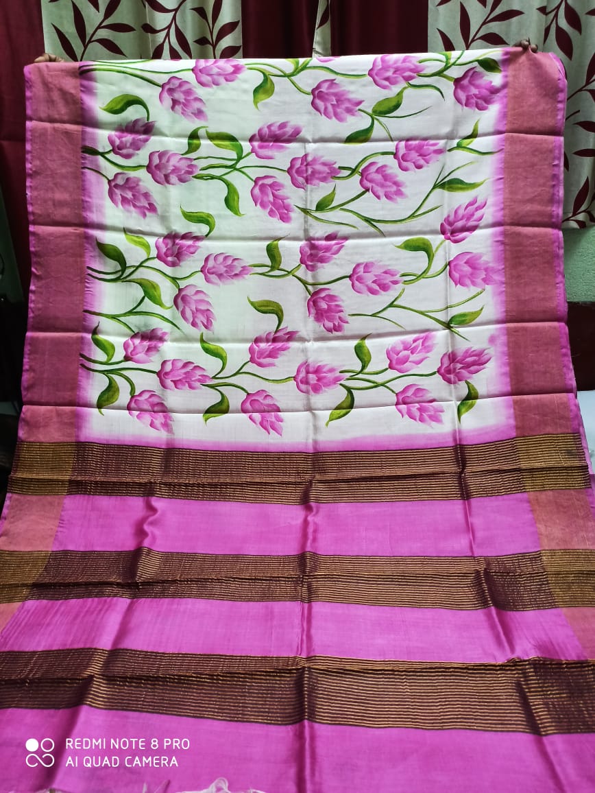 TUSSAR SILK PRINT SAREE