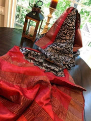 TUSSAR SILK PRINT SAREE