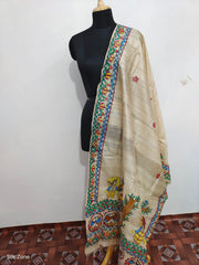 Tussar Kosa Madhubani Print Dupatta SILK ZONE