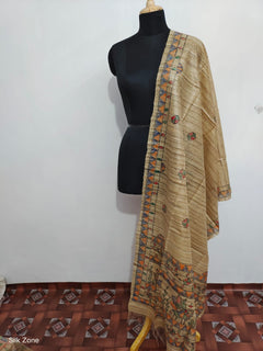 Tussar Ghicha Madhubani Print Dupatta