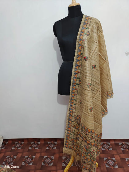Tussar Ghicha Madhubani Print Dupatta