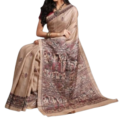 TUSSAR SILK PRINT SAREE