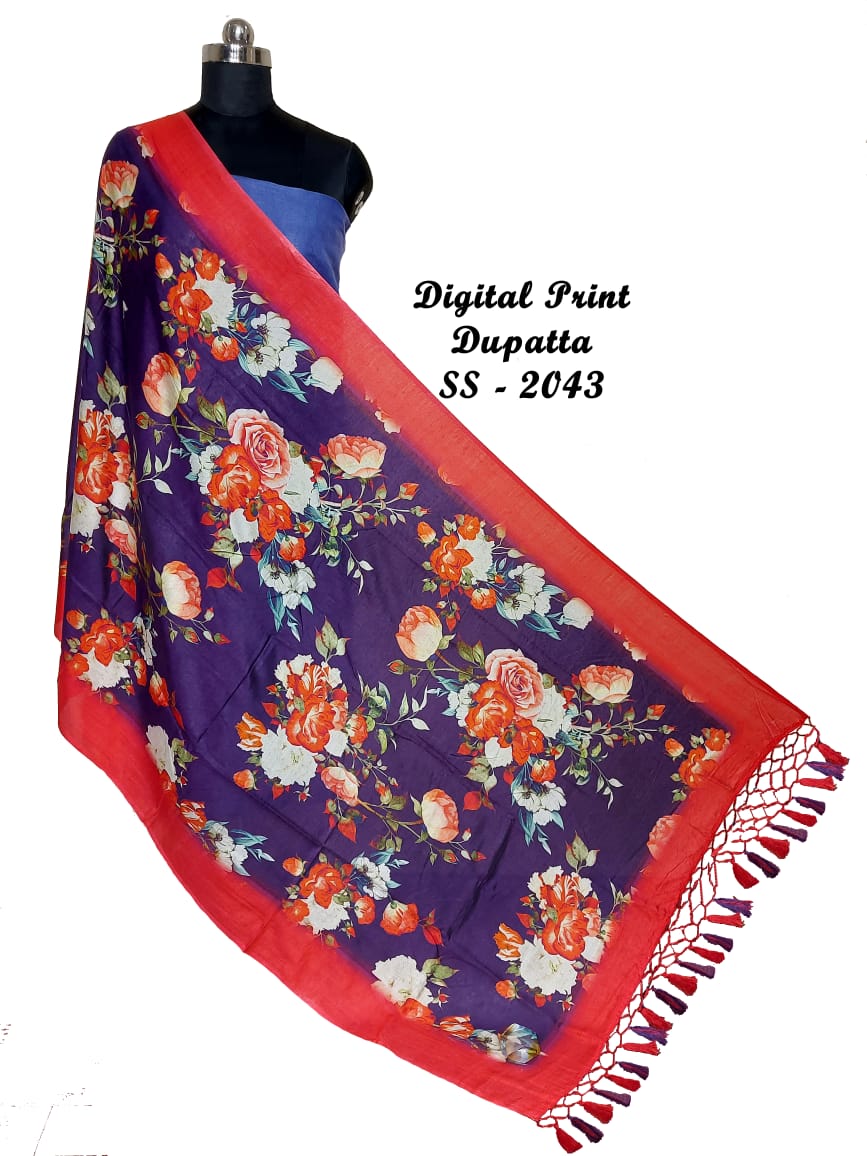 Linen digital print dupatta SS - 2043