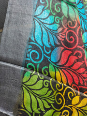 Tussar hand block print dupatta SILK ZONE