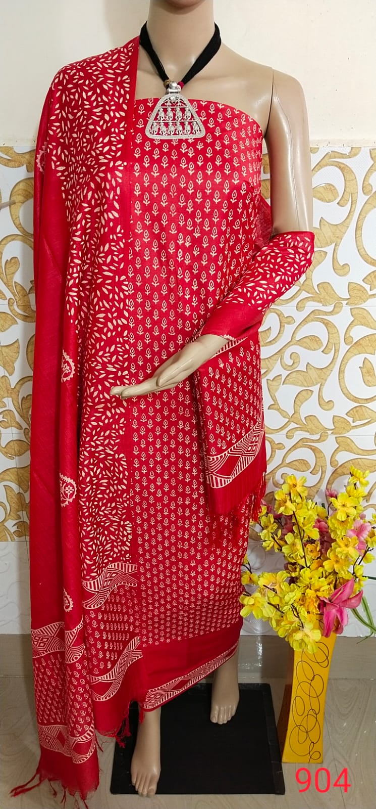 Soft silk hand print suit PTS