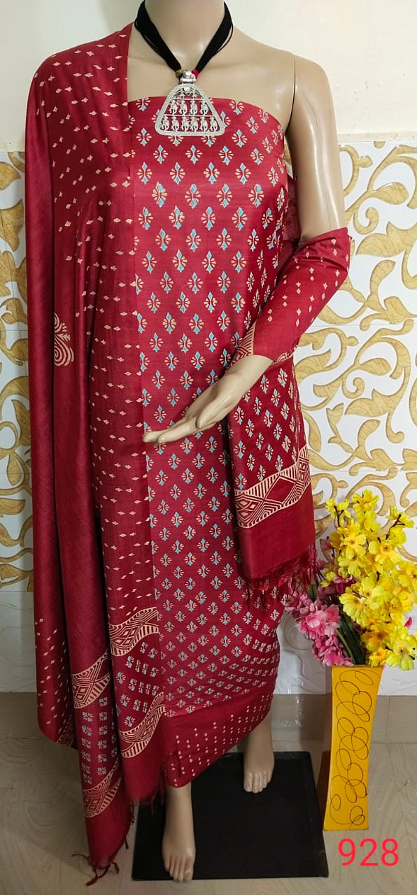 Soft silk hand block print suit PTS