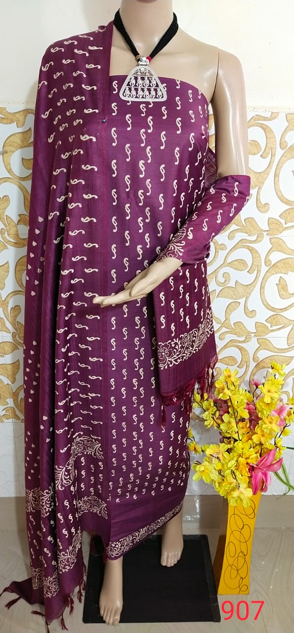 Soft silk hand block print suit PTS