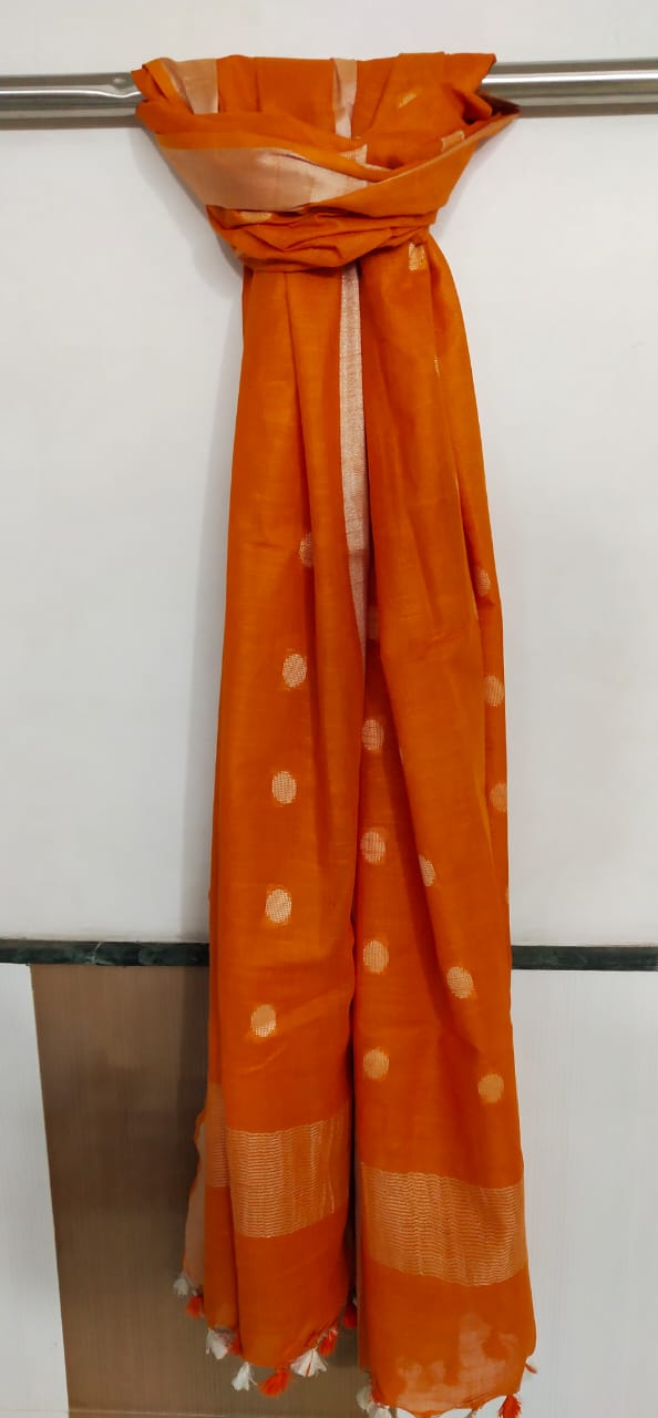 Cotton linen buta dupatta SILK ZONE