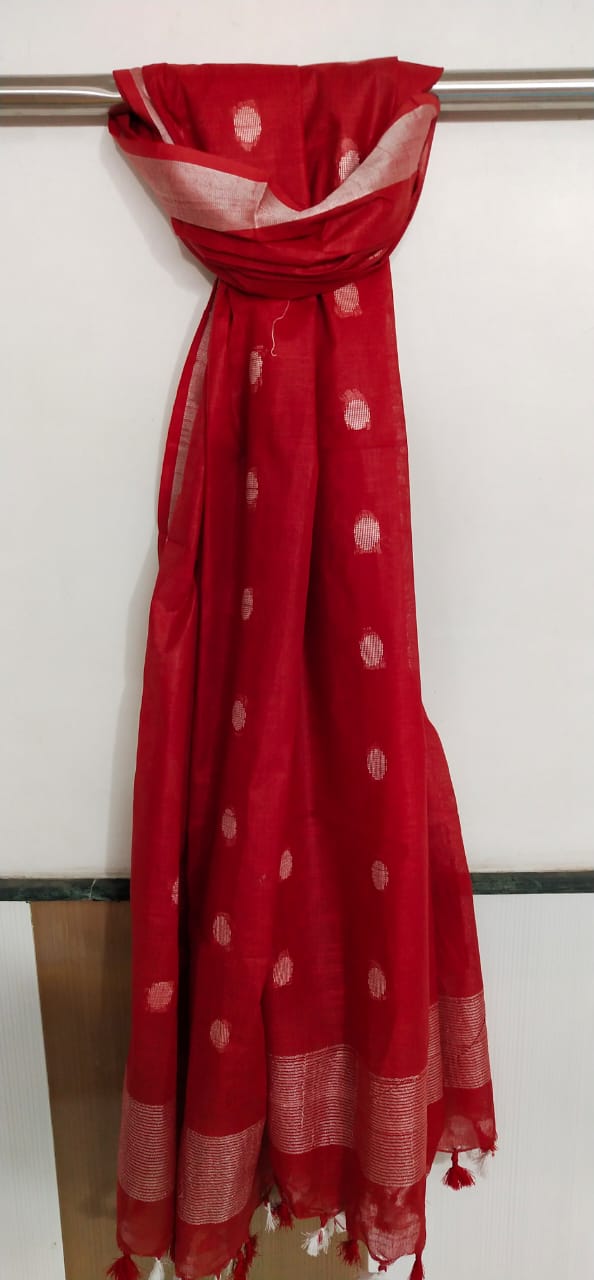 Cotton linen buta dupatta SILK ZONE