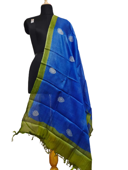 Tussar silk hand block print dupatta
