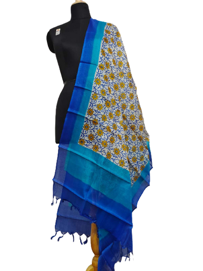 Tussar silk hand block print dupatta