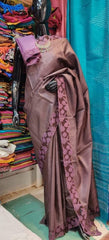 Tussar silk cut work design saree SILK ZONE
