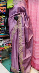 Tussar silk cutwork design saree SILK ZONE