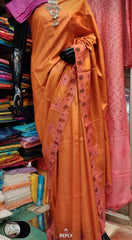 Tussar silk cut work design saree SILK ZONE
