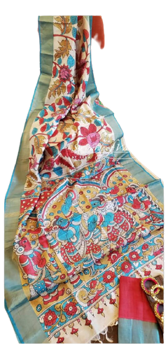 TUSSAR SILK HAND KALAMKARI SAREE