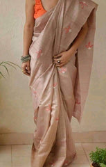 Tussar silk embroidery saree SILK ZONE