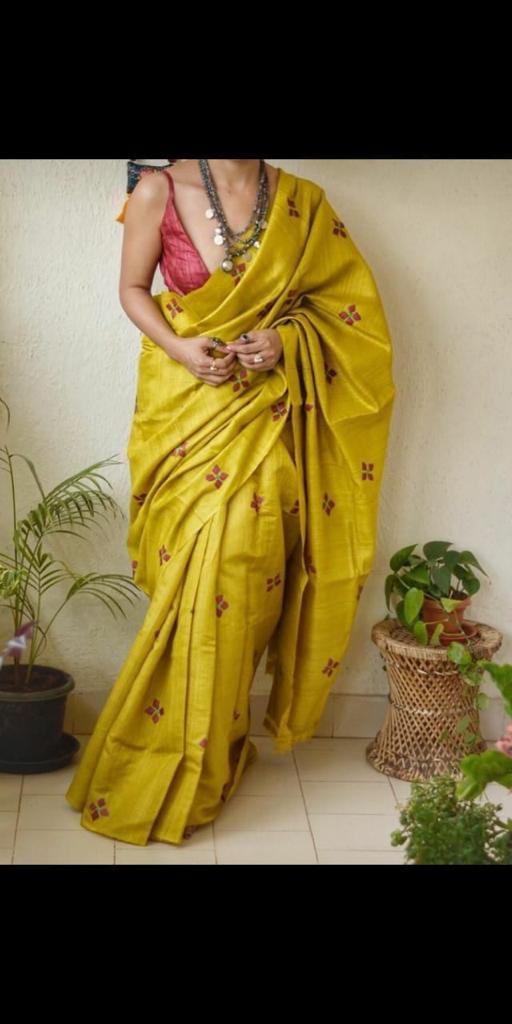 Tussar silk embroidery saree SILK ZONE