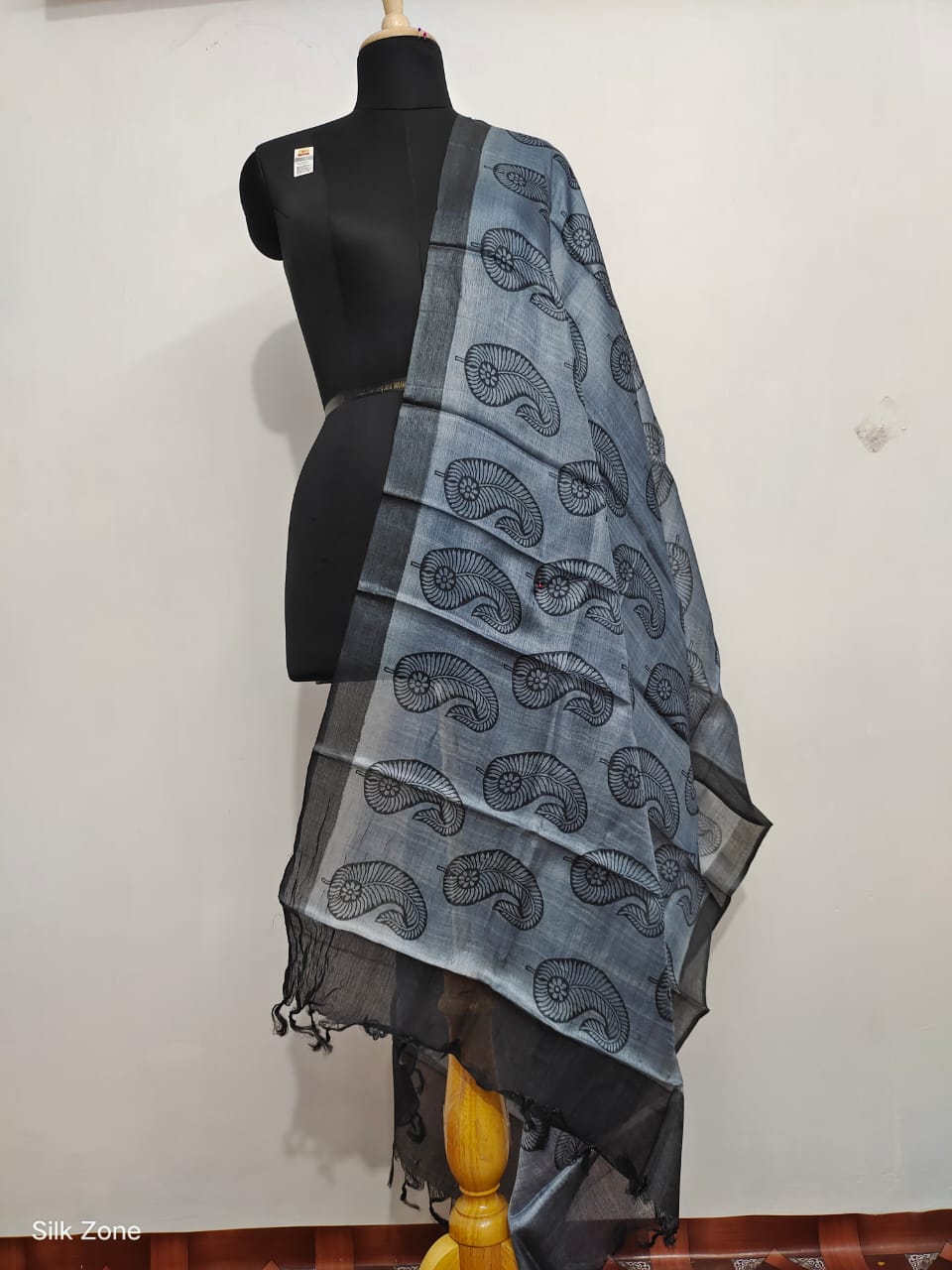 Tussar silk handblock print dupatta SILK ZONE