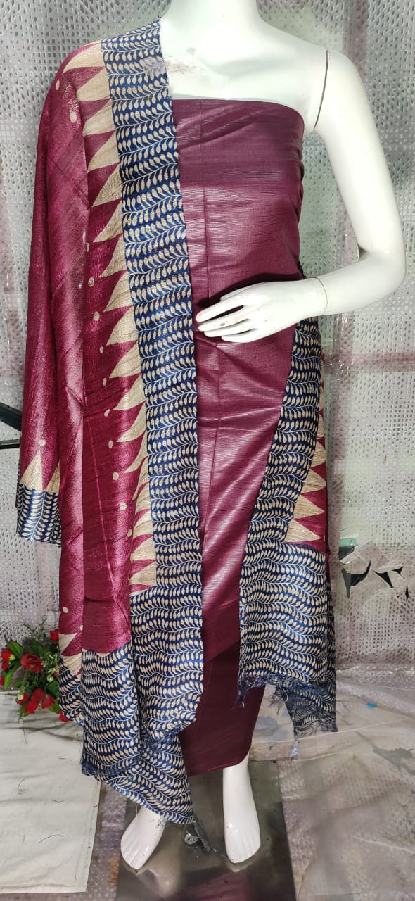 Pure tussar ghicha silk suit SILK ZONE
