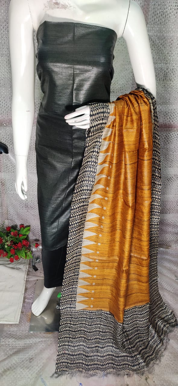 Tussar ghicha silk suit SILK ZONE