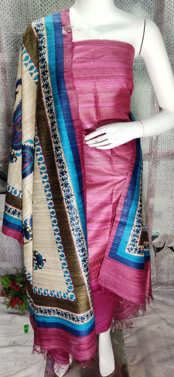 Pure tussar ghicha silk suit SILK ZONE