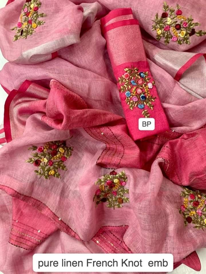 Pure linen handwork saree SILK ZONE