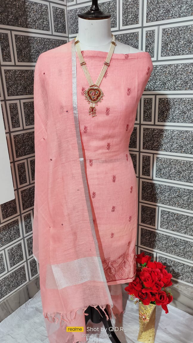 Linen embroidery suit SILK ZONE