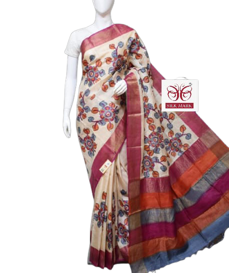 Pure tussre silk print saree SILK ZONE