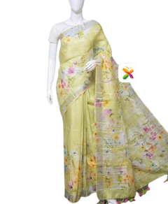 PURE LINEN DIGITAL PRINT SAREE