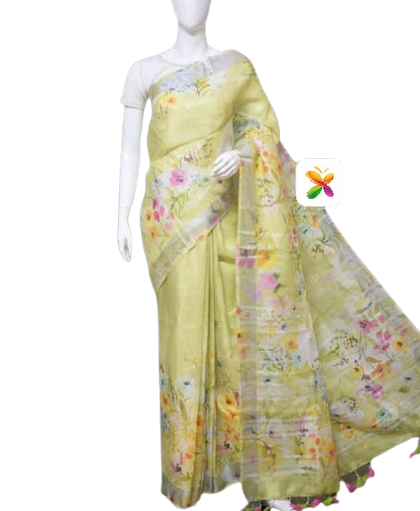 PURE LINEN DIGITAL PRINT SAREE