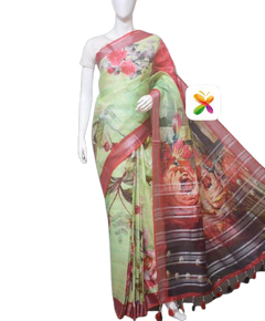 PURE LINEN DIGITAL PRINT SAREE