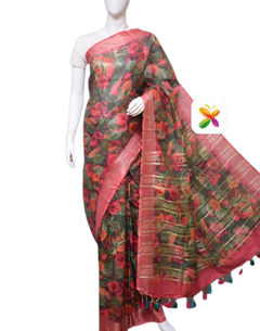 PURE LINEN DIGITAL PRINT SAREE