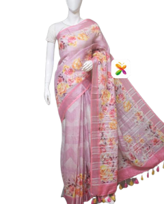 PURE LINEN DIGITAL PRINT SAREE