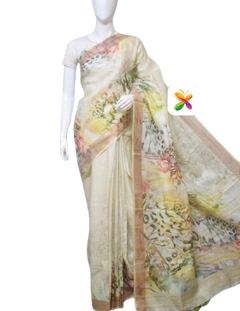 PURE LINEN DIGITAL PRINT SAREE